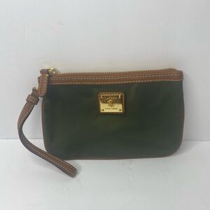 Ralph Lauren Green Wristlet with Brown Trim